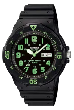 [MRW200H3B] CASIO RELOJ MRW-200H-3B NEGRO / VERDE
