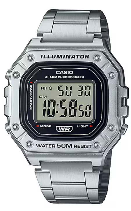 [W218HD1AVDF] CASIO RELOJ W-218HD-1A ILLUMINATOR PLATA
