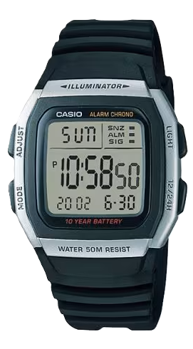 [W96H1A] CASIO RELOJ W-96H-1A CAJA ACERO / CORREA NEGRA