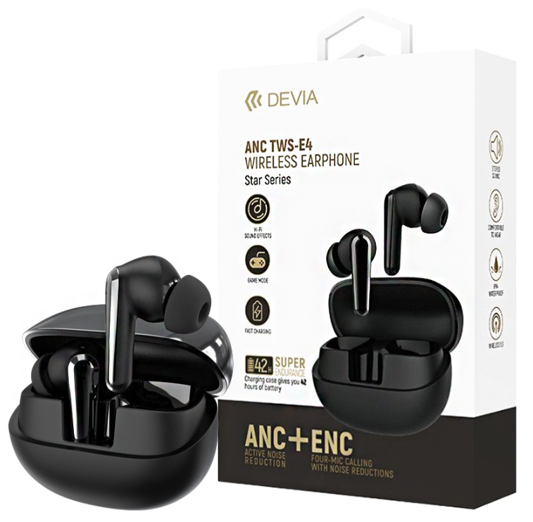 DEVIA AURICULAR BLUETOOTH TWS ANC/ENC STAR E4 NEGRO
