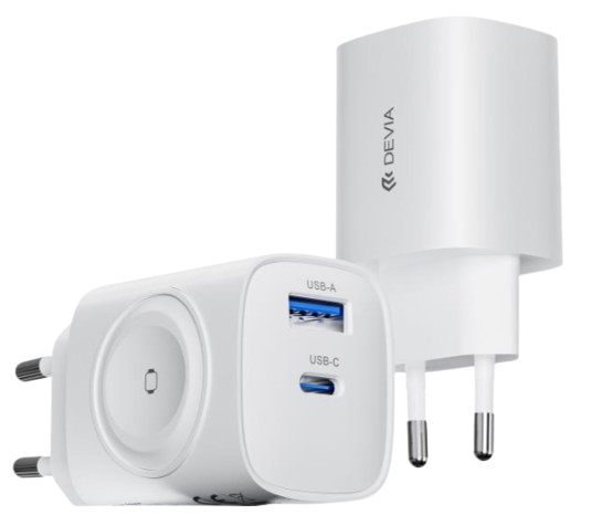 DEVIA CARGADOR ULTRA1 22W INALAMBRICO RELOJ/ USB + USB-C BLANCO