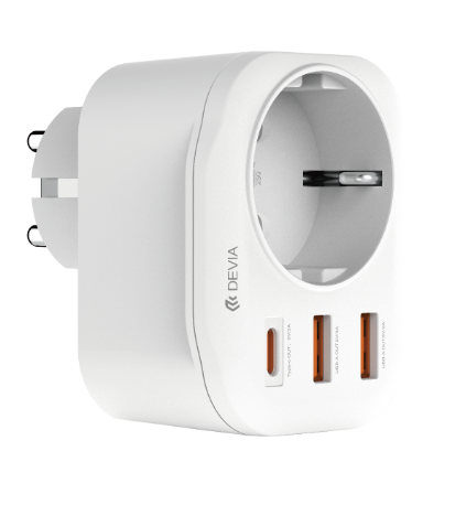 DEVIA CARGADOR/ENCHUFE TIPO C + 2 USB A