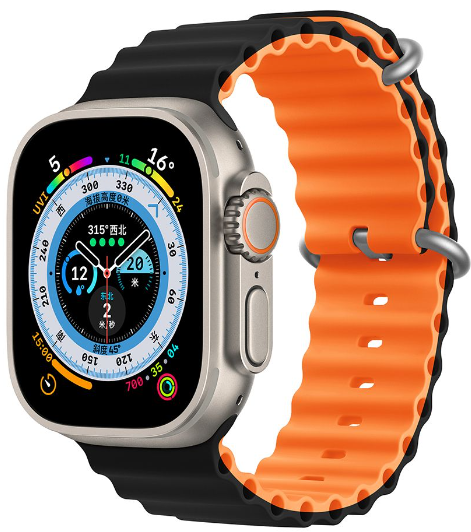 DEVIA CORREA SILICONE TWO-TONE SPORT6 APPLE WATCH 38/40/41mm  NEGRO/NARANJA