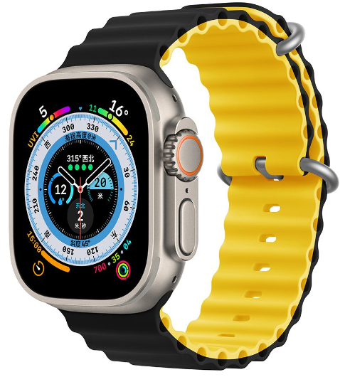 DEVIA CORREA SILICONE TWO-TONE SPORT6 Apple WATCH 42/44/45/49mm NEGRO/AMARILLO