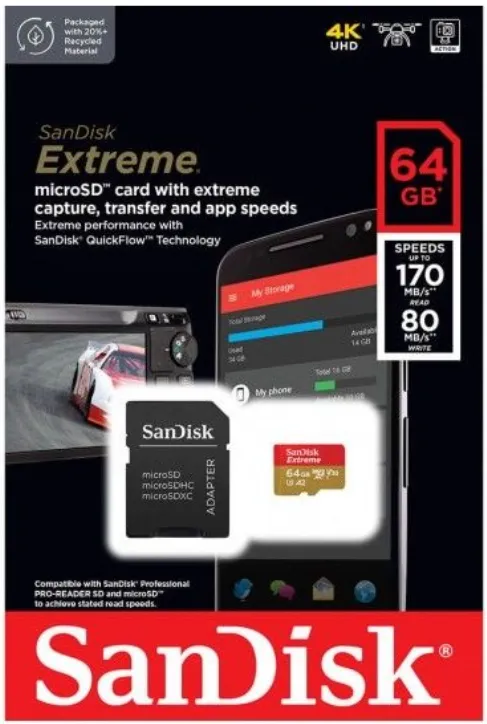 [SDSQXAV64GB] SANDISK EXTREME MICRO SD 64GB