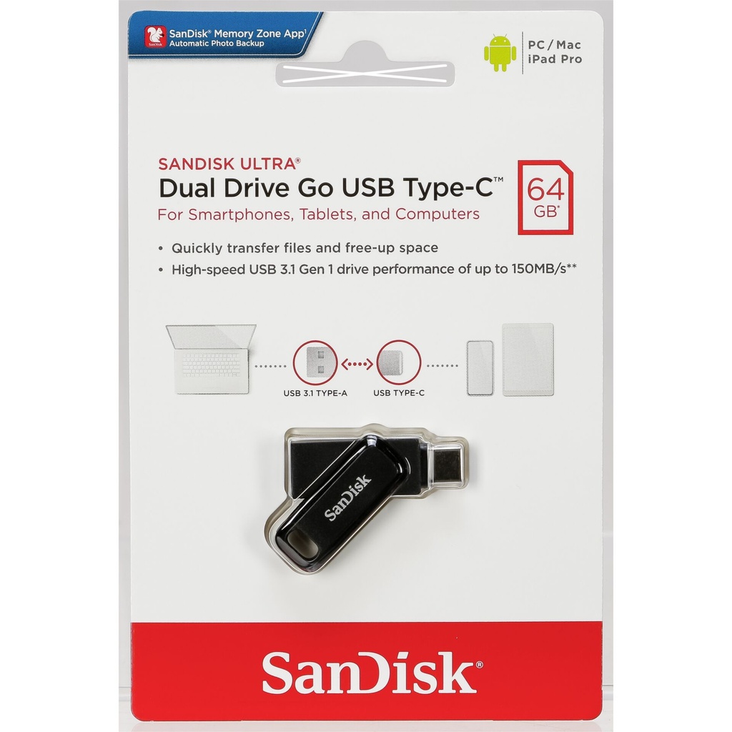 [SDDDC3064G] SANDISK PENDRIVE DUAL USB - TYPE C 64GB