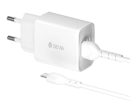 DEVIA CARGADOR DUAL USB 2.4A FAST CHARGE + CABLE MICRO