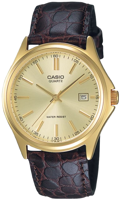 [MTP1183Q9A] CASIO RELOJ MTP-1183Q-9A ESFERA DORADA / CORREA CUERO MARRON
