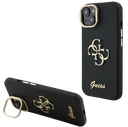 GUESS CARCASA GRAINED 4G SOPORTE CAMARA IPHONE 13 NEGRO