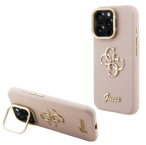 GUESS CARCASA GRAINED 4G SOPORTE CAMARA IPHONE 16 PRO MAX ROSA