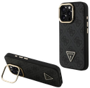 GUESS CARCASA MAGSAFE TRIANGLE 4G SOPORTE CAMARA IPHONE 15 PRO NEGRO