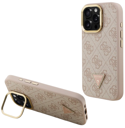 GUESS CARCASA MAGSAFE TRIANGLE 4G SOPORTE CAMARA IPHONE 15 PRO ROSA