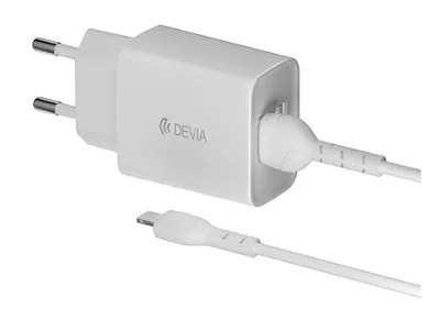 [DSTSMHIOS24V2] DEVIA CARGADOR DUAL USB 2.4A FAST CHARGE + CABLE LIGHTNING BLANCO V2