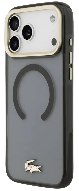 LACOSTE CARCASA MAGSAFE SHOCKPROOF IPHONE 17 PRO MAX DORADO/NEGRO