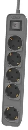 PHILIPS REGLETA 5 TOMAS CON INTERRUPTOR 1,5m GRIS