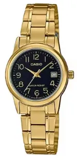 [LTPV002G1B] CASIO RELOJ LTP-V002G-1B ESFERA NEGRA / CORREA DORADA