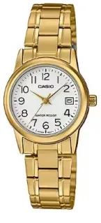 CASIO RELOJ LTP-V002G-7B2 ESFERA BLANCA / CORREA DORADA