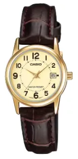 [LTPV002GL9B] CASIO RELOJ LTP-V002GL-9B ESFERA DORADA / CORREA PIEL MARRON