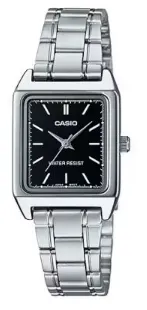 [LTPV007D1E] CASIO RELOJ LTP-V007D-1E ESFERA NEGRA / CORREA PLATEADA