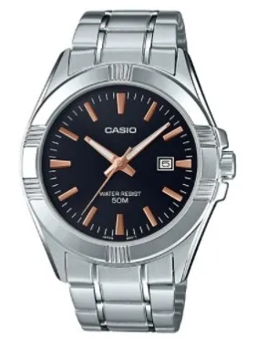 CASIO RELOJ MTP-1308D-1A2 ESFERA NEGRA / COBRE