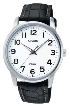 CASIO RELOJ MTP-1303L-7B ESFERA BLANCA / CORREA CUERO NEGRO