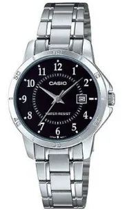 [LTPV004D1B] CASIO RELOJ LTP-V004D-1B ESFERA NEGRA / CORREA PLATEADA