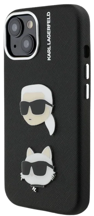 KARL LAGERFELD CARCASA GRAINED K&C HEADS IPHONE 15 NEGRO