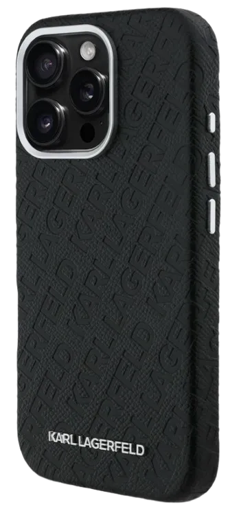 KARL LAGERFELD CARCASA MAGSAFE GRAINED REPEATED LOGO IPHONE 16 PRO NEGRO