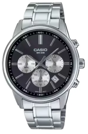 CASIO RELOJ MTP-E515D-1A ESFERA NEGRA / ACERO