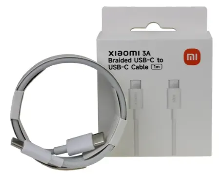 XIAOMI CABLE TRENZADO 3A 60W 1m USBc - USBc BLANCO