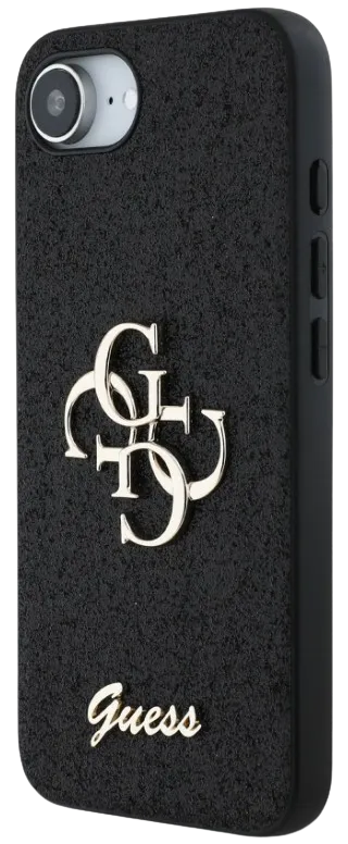 GUESS CARCASA 4G GLITTER IPHONE 17e/16e NEGRO