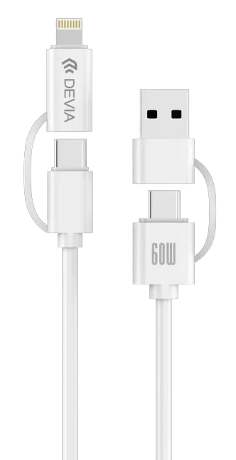 DEVIA CABLE LITE1 USBa - USBc + USBc - LIGHTNING 60W 1,2m