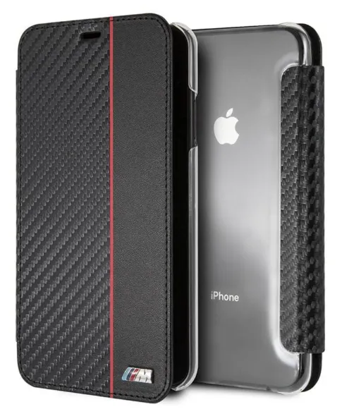 [BMBKTRI65CAPRBK] BMW FUNDA CARBON STRIPE RED IPHONE XS MAX