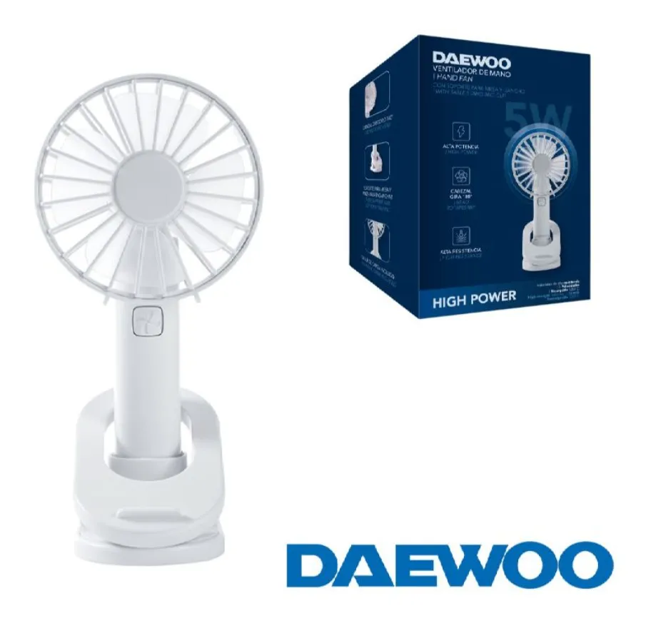 [DW9015] DAEWOO VENTILADOR MANO / RECARGABLE / 5W BLANCO