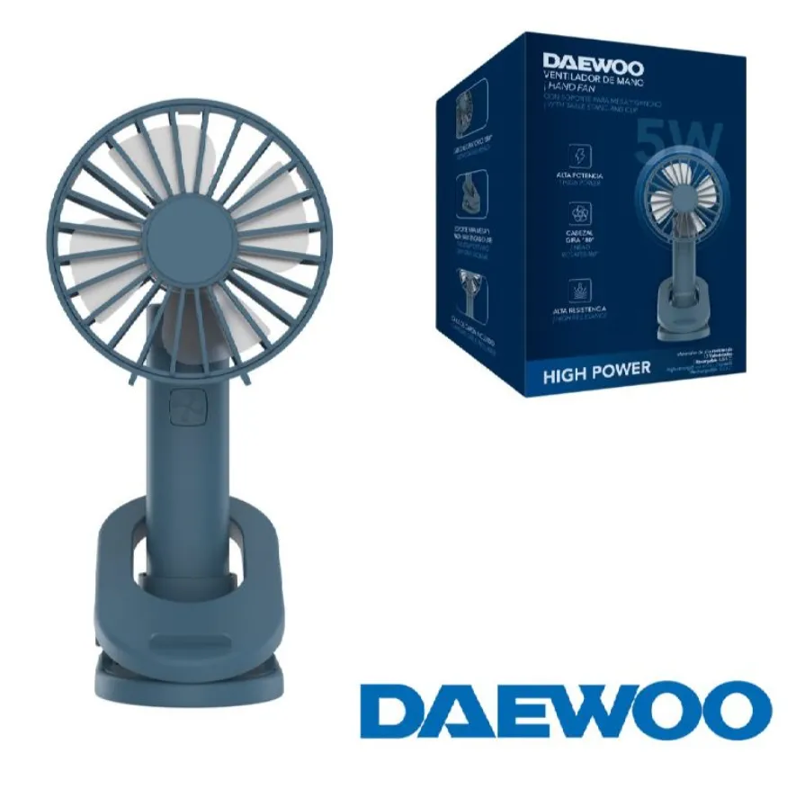 [DW9016] DAEWOO VENTILADOR MANO / RECARGABLE / 5W AZUL