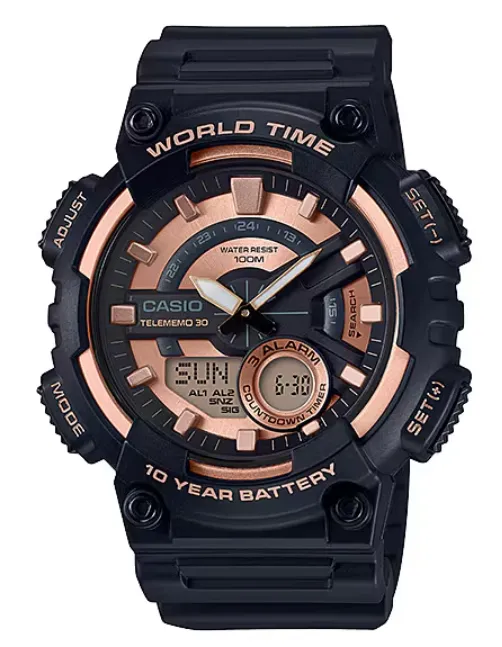 [AEQ110W1A3] CASIO RELOJ AEQ-110W-1A3 NEGRO/BRONCE
