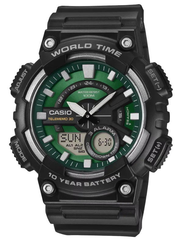CASIO RELOJ AEQ-110W-3A2 NEGRO/VERDE