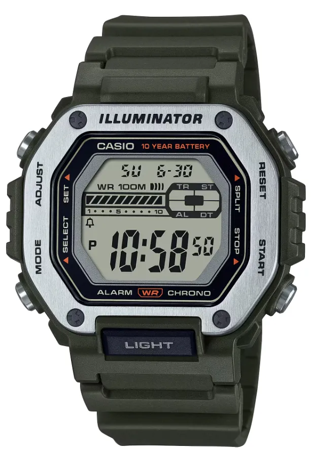 CASIO RELOJ MWD-110H-3A VERDE/PLATA