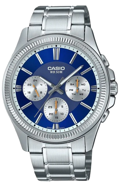 [MTP1375D2A1] CASIO RELOJ MTP-1375D-2A1 ESFERA AZUL MARINO / CORREA ACERO