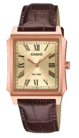 CASIO RELOJ MTP-B190RGL-9B BRONCE/CORREA PIEL MARRÓN
