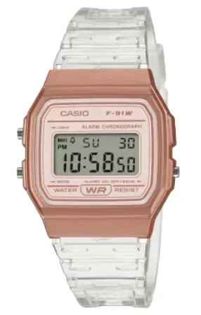 CASIO RELOJ F-91WS-7A3 ROSA/TRANSPARENTE