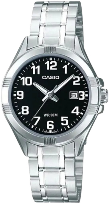 [LTP1308D1B] CASIO RELOJ LTP-1308D-1B ESFERA NEGRA / CORREA ACERO