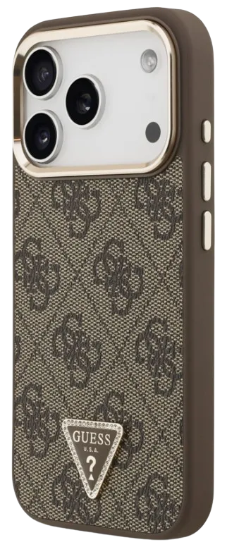 [GUHMP17LP4TSRCMW] GUESS CARCASA MAGSAFE 4G TRIANGLE STASS IPHONE 17 PRO MARRON