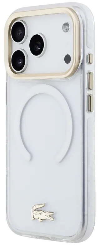 LACOSTE CARCASA MAGSAFE SHOCKPROOF IPHONE 18 PRO/17 PRO DORADO/BLANCO