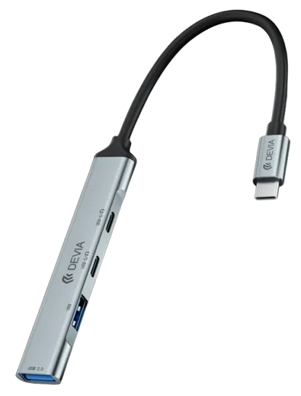 DEVIA HUB 4 EN 1 TIPO C 2xUSB-A 3.0+2xUSB-C