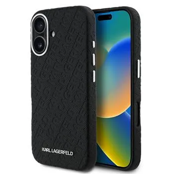 KARL LAGERFELD CARCASA GRAINED LOGO IPHONE 16 NEGRO