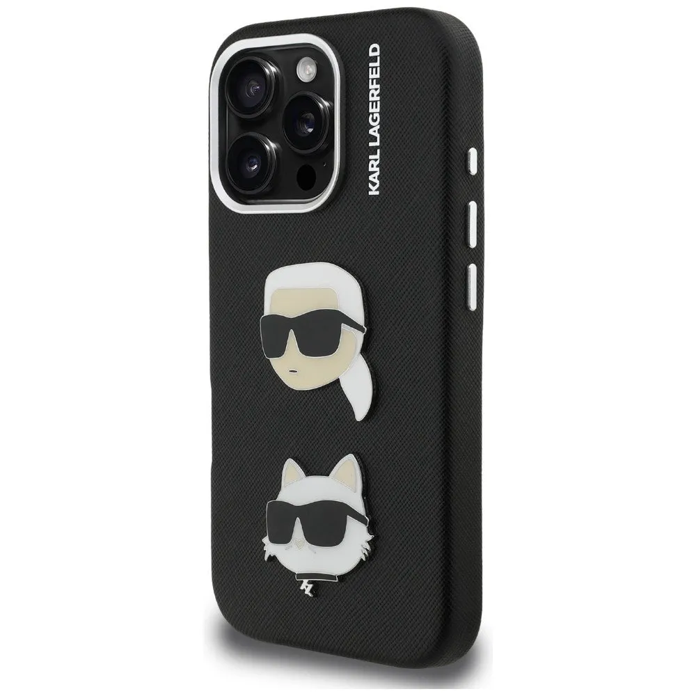 KARL LAGERFELD CARCASA GRAINED K&C HEADS IPHONE 16 PRO NEGRO