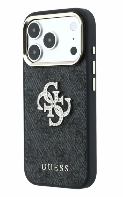 GUESS CARCASA 4G STRASS DIAMOND LOGO IPHONE 18 PRO/17 PRO GRIS