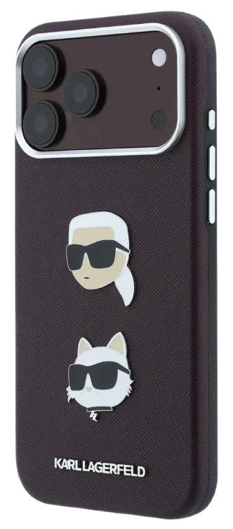 [KLHCP18LPSWFDHPR] KARL LAGERFELD CARCASA GRAINED K&C HEADS IPHONE 18 PRO/17 PRO BURDEOS