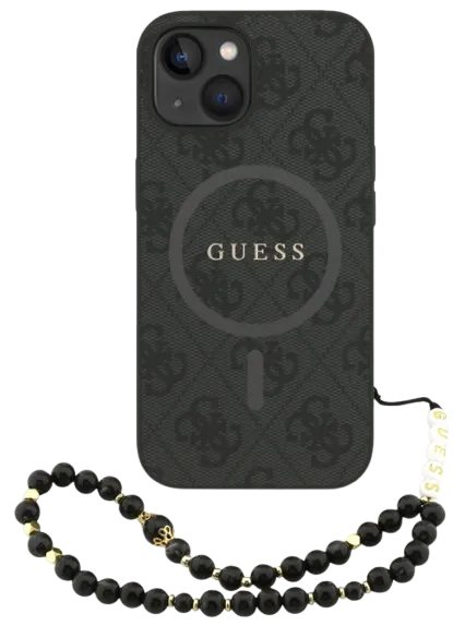 GUESS CARCASA MAGSAFE RING STRAP IPHONE 15 NEGRO